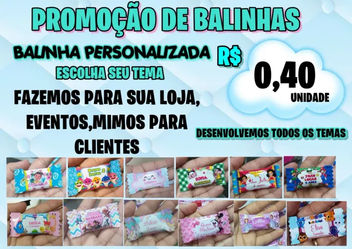 Balinhas personalizadas ou chiclete 