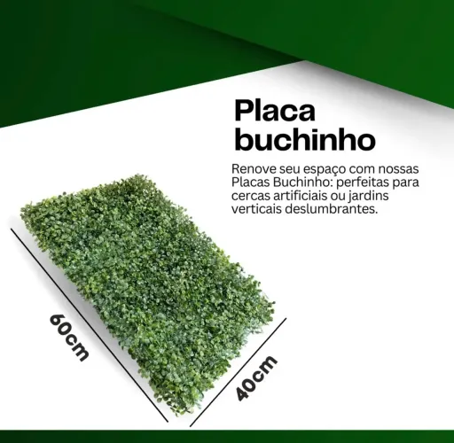 12 Placas De Grama Artificial 40x60 Cm Buxinho Muro Inglês Verde Grama