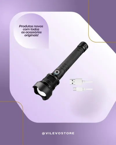 LANTERNA TÁTICA RECARREGÁVEL USB-P90 BOMVINK BOM-4316