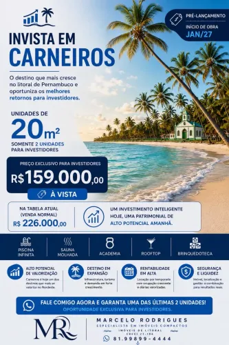 Oportunidade em Carneiros | Studio 20m² | R$ 159 mil à vista