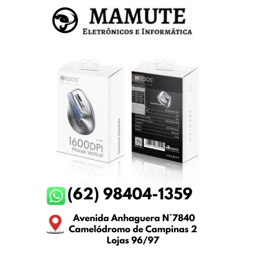 Mouse Ergonômico Confortável Vertical Sem Fio 1600dpi Prata Prateado