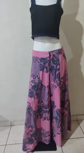 Calça Pantalona Estampada Divina Trama Tam M 