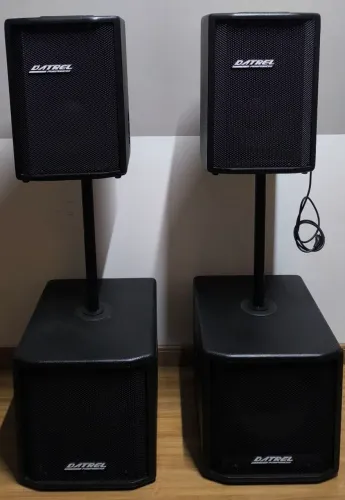 Conjunto ativo e passivo Datrel, caixa ativa e passiva de 10" 200w sub ativo e passivo de