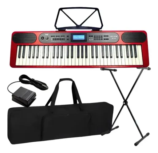 Kit Teclado Musical Bravo Bp399 Bluetooth Usb 61 Teclas Sensitivas Capa Pedal Sustain Supo