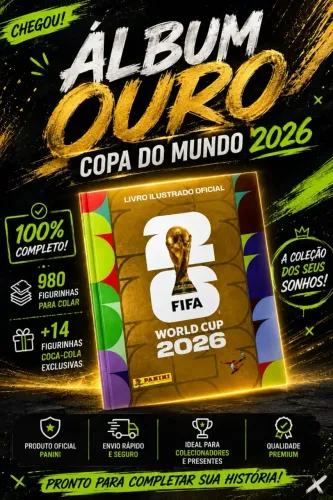 Álbum Oficial FIFA World Cup 2026 Capa Dura Dourado + Coleção Completa de 994 Figurinhas