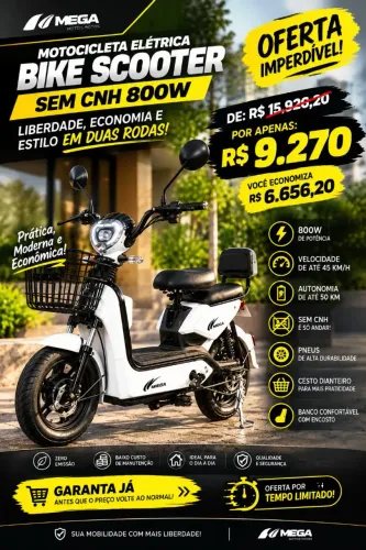 Bike Scooter Elétrica Mega 800 W!