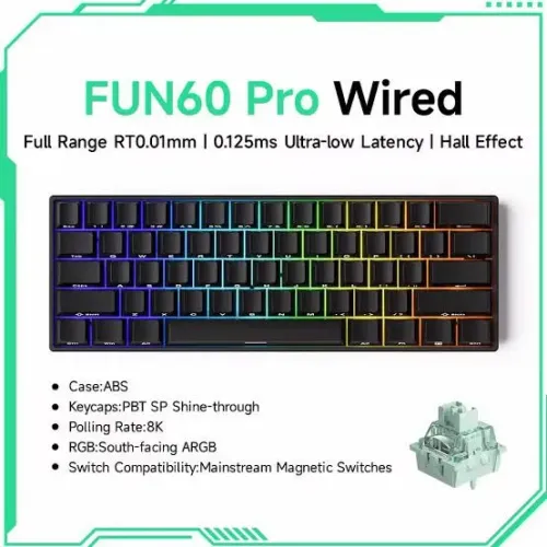 Teclado Gamer MonsGeek FUN60 Pro Hall Effect Magnético Rapid Trigger Novo Pc Gamer 