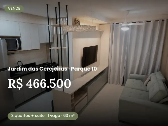 VENDO APARTAMENTO - 3 QUARTOS - JARDIM DAS CEREJEIRAS - PARQUE 10