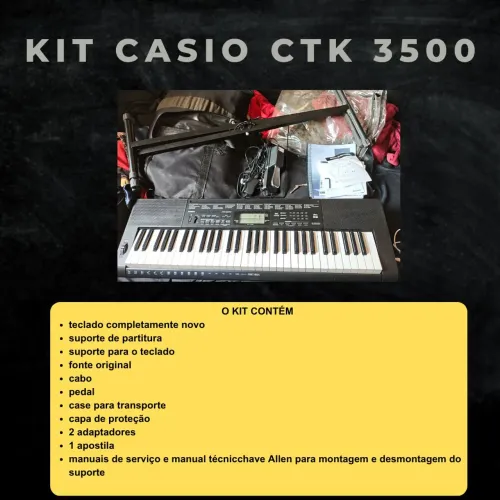 TECLADO casio CTK3500 KIT COMPLETO pronto para uso + apostila