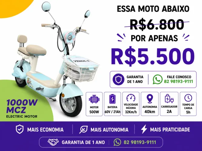 Scooter moto elétrica X13 autopropelido 