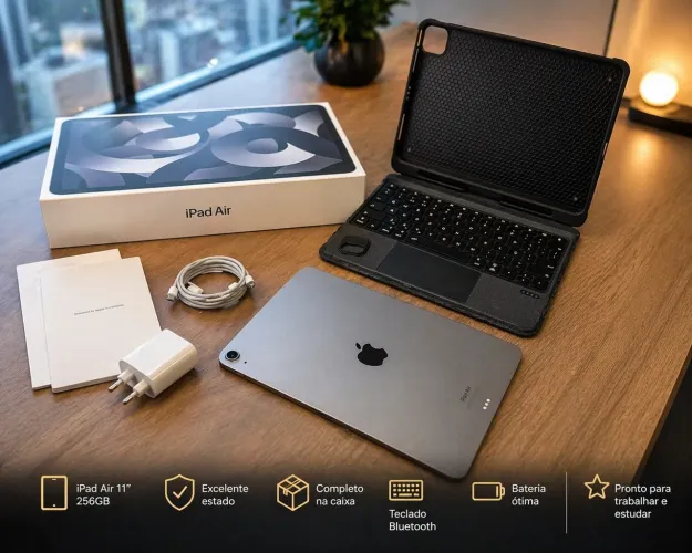 iPad Air 11? 256GB IMPECÁVEL + Teclado | Completo na Caixa | Oportunidade