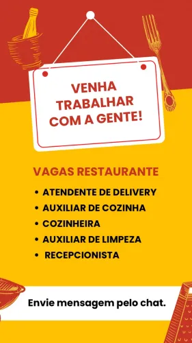 Vagas Restaurante - Oportunidades para: Cozinha, Salão, limpeza
