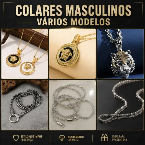 Varios Modelos Colar Corrente Masculina Dj Fone de Ouvido Leão Aço Inoxidável 60cm