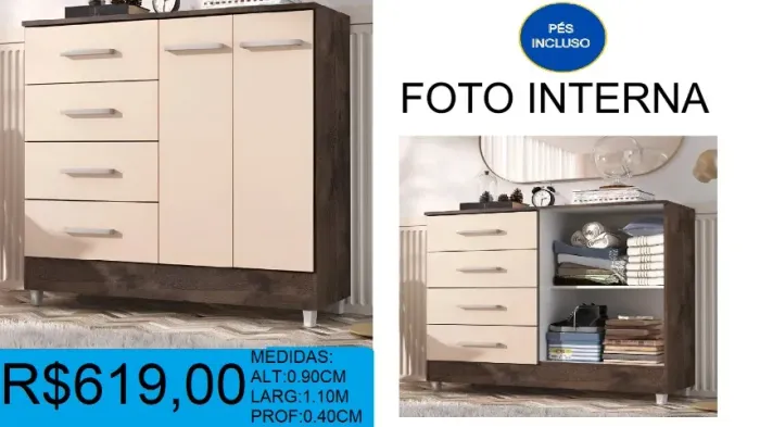 Comoda sapateira 4 gavetas - Design que encanta