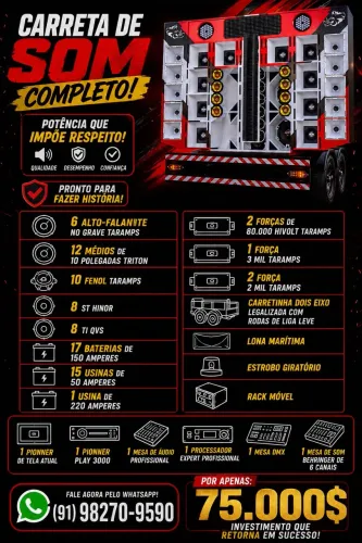 Vendo carreta de som completa hivolt