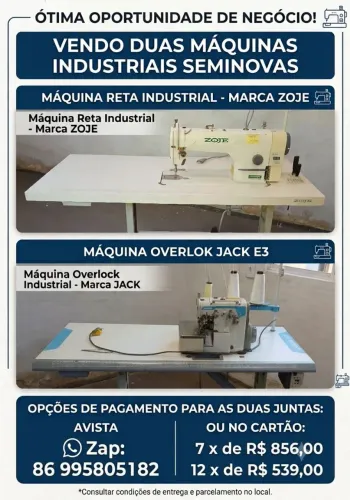 Vendo duas máquinas de costura(uma reta outra overlok)