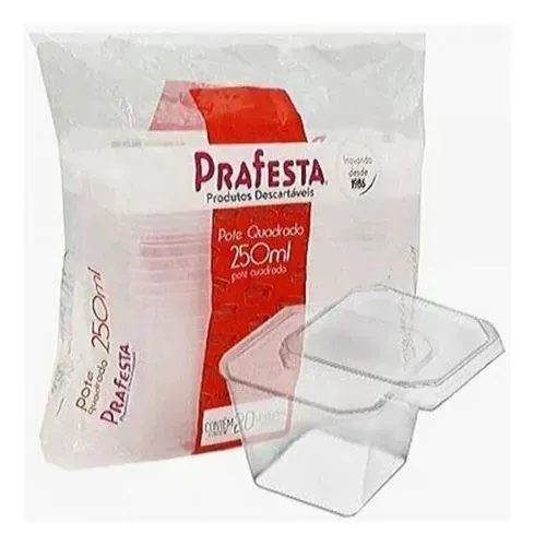 Pote para bolo no pote pra  festa quadrado 250 ml