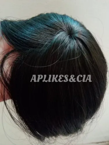 Prótese capilar cobre topo cabelo humano preto tic tac  25 cm