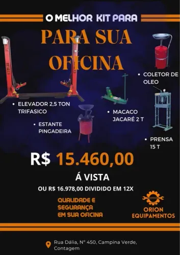 Equipamentos para oficinas e auto Center