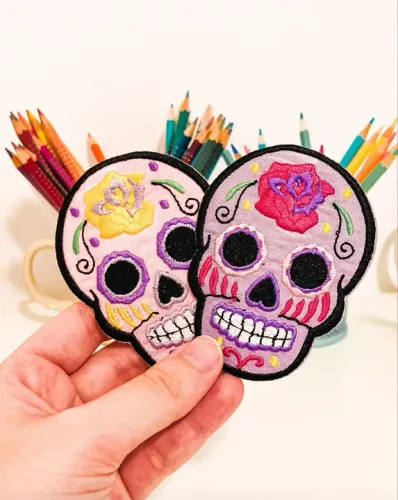 Par de Patches de caveira mexicana
