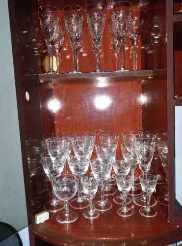 Jogo Taças Cristal Lapidado Alto Relevo
