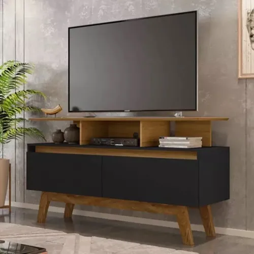 Rack Larg. 1.20m para TVs até 50 Polegadas Cinamomo/Preto rf54