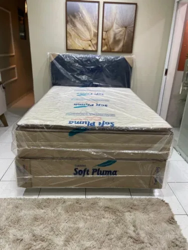Cama Box Casal com Pillow Top Travesseiro em Todo o Colchão