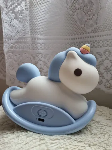 abajur LED de unicórnio - azul bebê