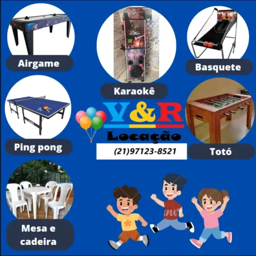 locação de mesas, cadeiras, brinquedos e karaokê