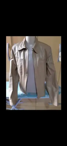 Jaqueta de Couro Bege