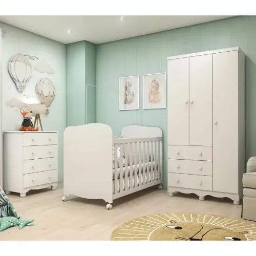 Quarto Infantil Junior C/ Berço Americano Lumi , 100% MDF - Peroba 