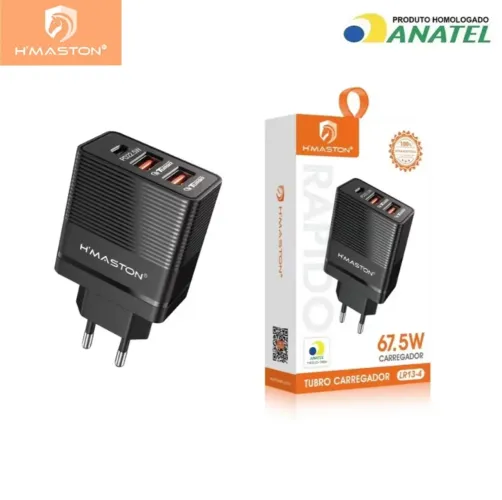 Carregador 67.5W PD22.5W QC3.0 Fonte Tomada Rápida Carregar Celular Portátil Usb e Tipo-c