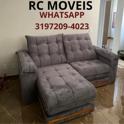 Sofá Retrátil Barcelona Euro Pillow 30cm Veludo Premium