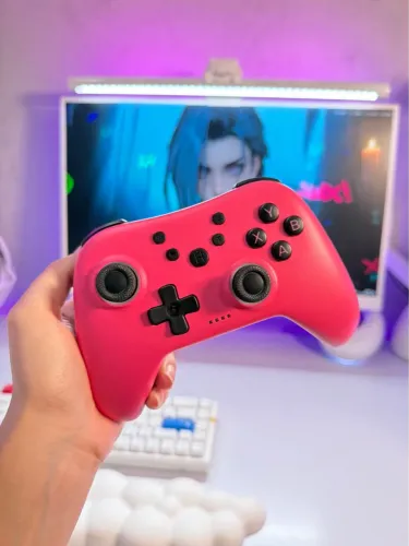 Controle Aurora Acegamer Rosa Com Hall Effect - Compativel com SWITCH, PC E IOS