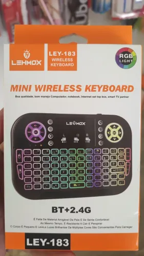 Mini Teclado Sem Fio RGB para TV, PC, Notebook - LEY-183