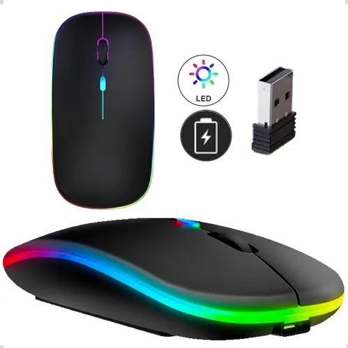MOUSE SEM FIO RECARREGÁVEL RGB PARA NOTEBOOK PC GAMER LAPTOP XBOX PS4 PS5 