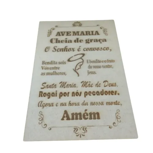 Quadro Oração AVE MARIA MDF Natural