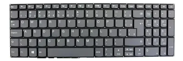 Teclado Para Notebook Lenovo Ideapad 330-15ikb 81fd Abnt2 Br Cor Cinza Idioma Português Br