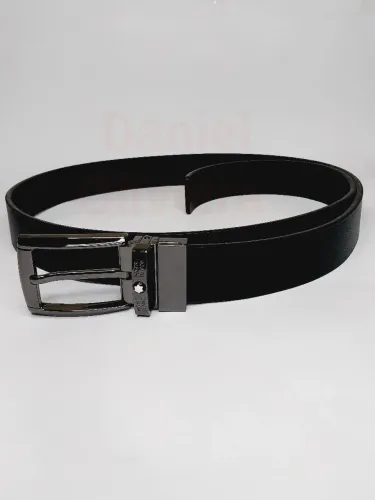 Cinto de couro Montblanc Dupla face Preto 4cm
