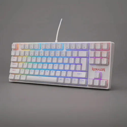 Redragon, teclado Mecânico Gamer Kumara RGB (Switch Blue) - Branco