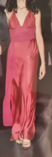 Vestido Longo rosa de cetim e seda