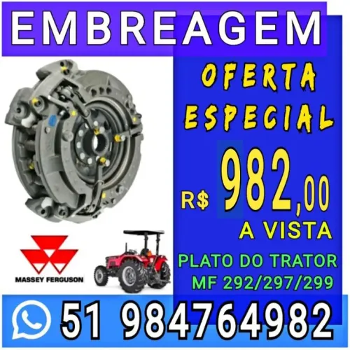 EMBREAGEM PLATO DO TRATOR MASSEY FERGUSON 292 / 297 / 299
