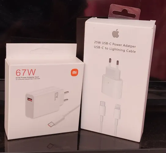 Carregador Xiaomi 67W e Carregador Apple 25W
