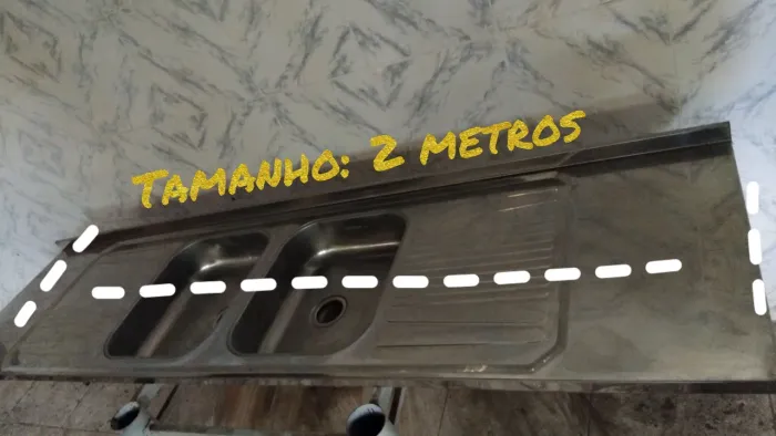 Pia dupla inox 2 metros concretada