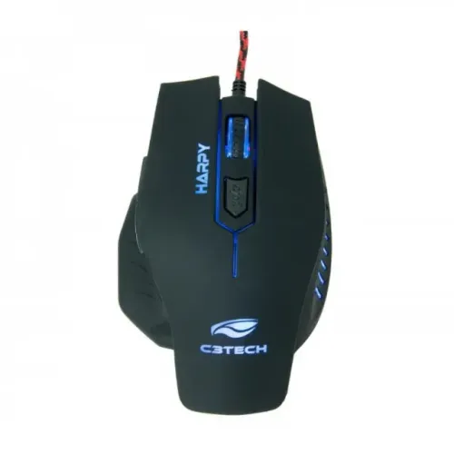 Mouse Gamer C3Tech Harpy MG-100BK Rgb 3.200DPI com 6 Botões - WZetta