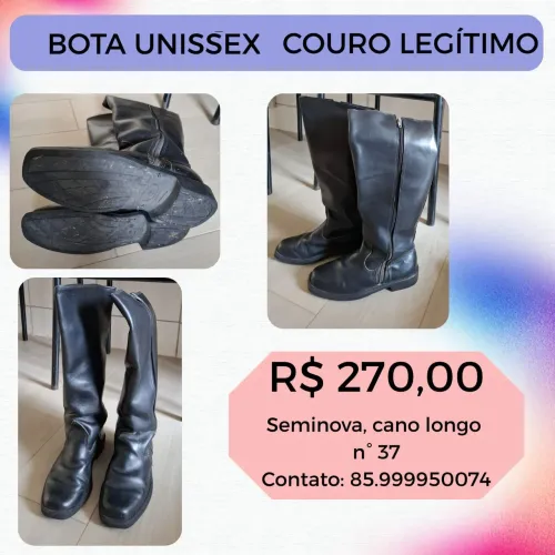 Bota Unissex Couro Legítimo Cano Longo N° 37