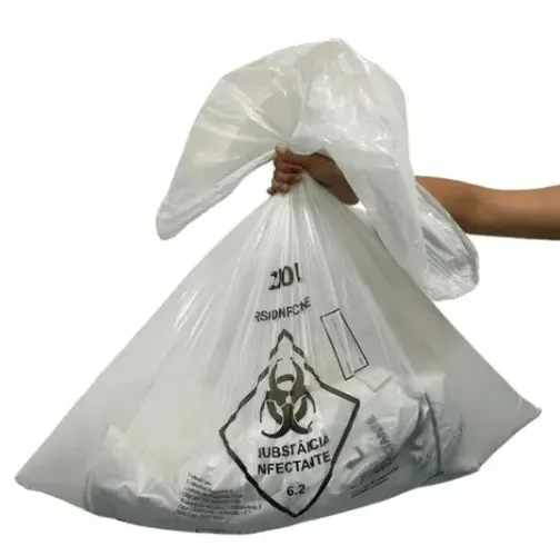 SACO CONTAMINADO BRANCO HOSPITALAR 200L 85X90CM PC C/100