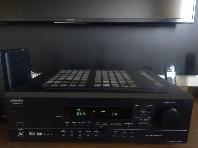 Home theater receiver completo onkyo com caixas e controle remoto
