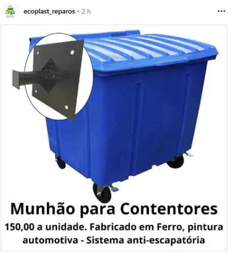 Munhão de ferro, para contentores de lixo