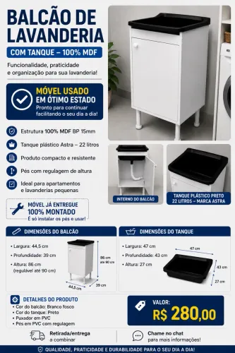 Balcão com pia para lavanderia